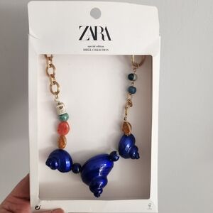 ZARA Special Edition Blue Shell Statement Necklace